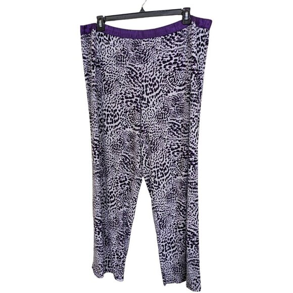Alfani Intimates Leopard Print Pajama Sleep Pants Womens Plus XXL Purple Black - Picture 2 of 4